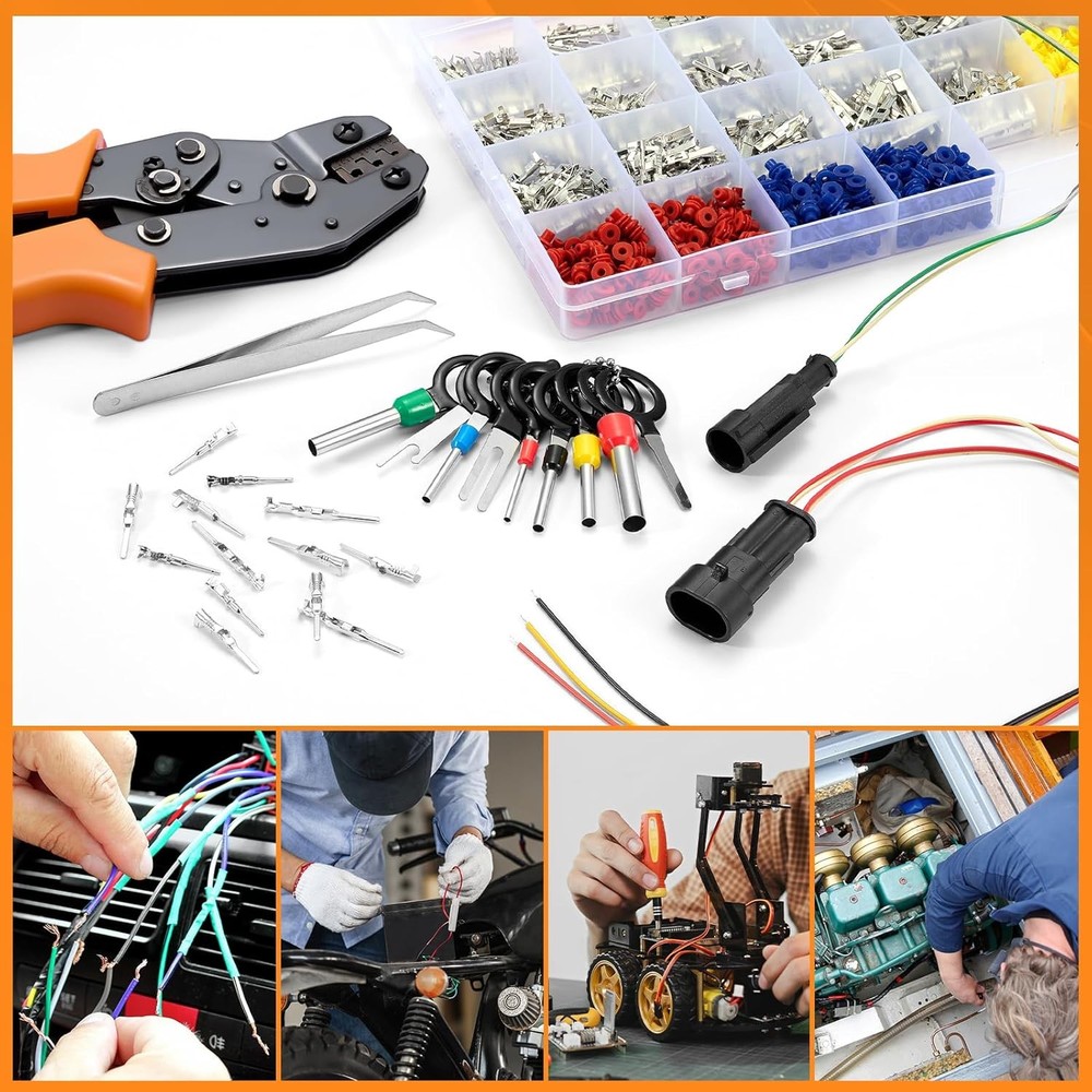 945Pcs Pin Connector Kit,Car Electrical Wire Connectors Terminal Silver