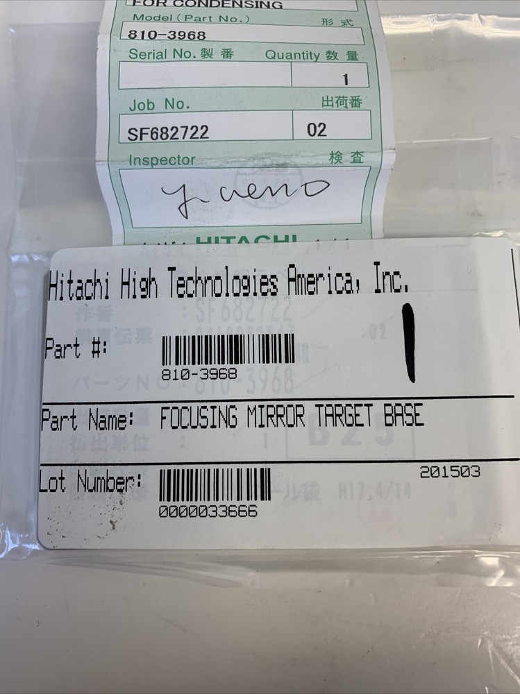 Hitachi High Technologies America 810-3968 Target Base For Condensing
