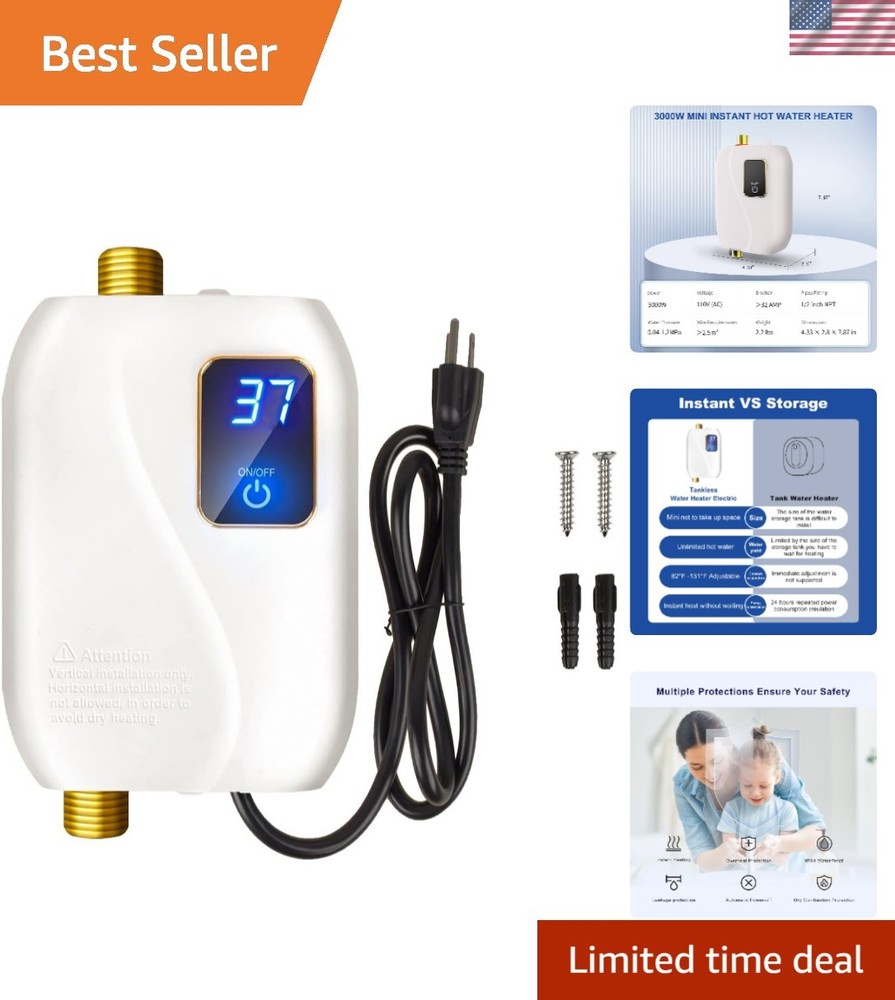 8KW Electric Tankless Hot Water Heater Instant Boiler Shower On Demand