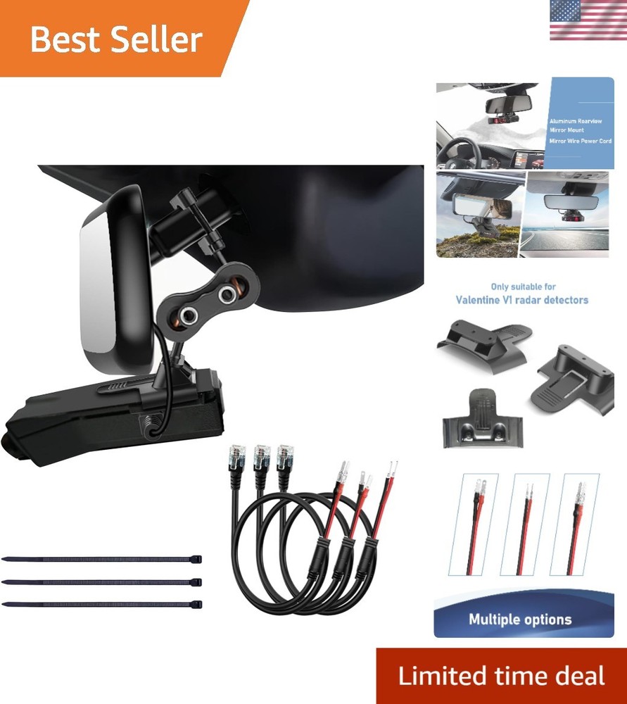 Secure Rearview Mirror Radar Mount for Valentine V1 - Easy Install & Stable!