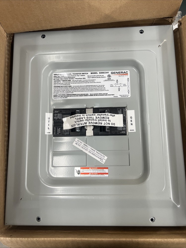 Generac G0063341 Nema 1 Transfer Switch  100 Amp
