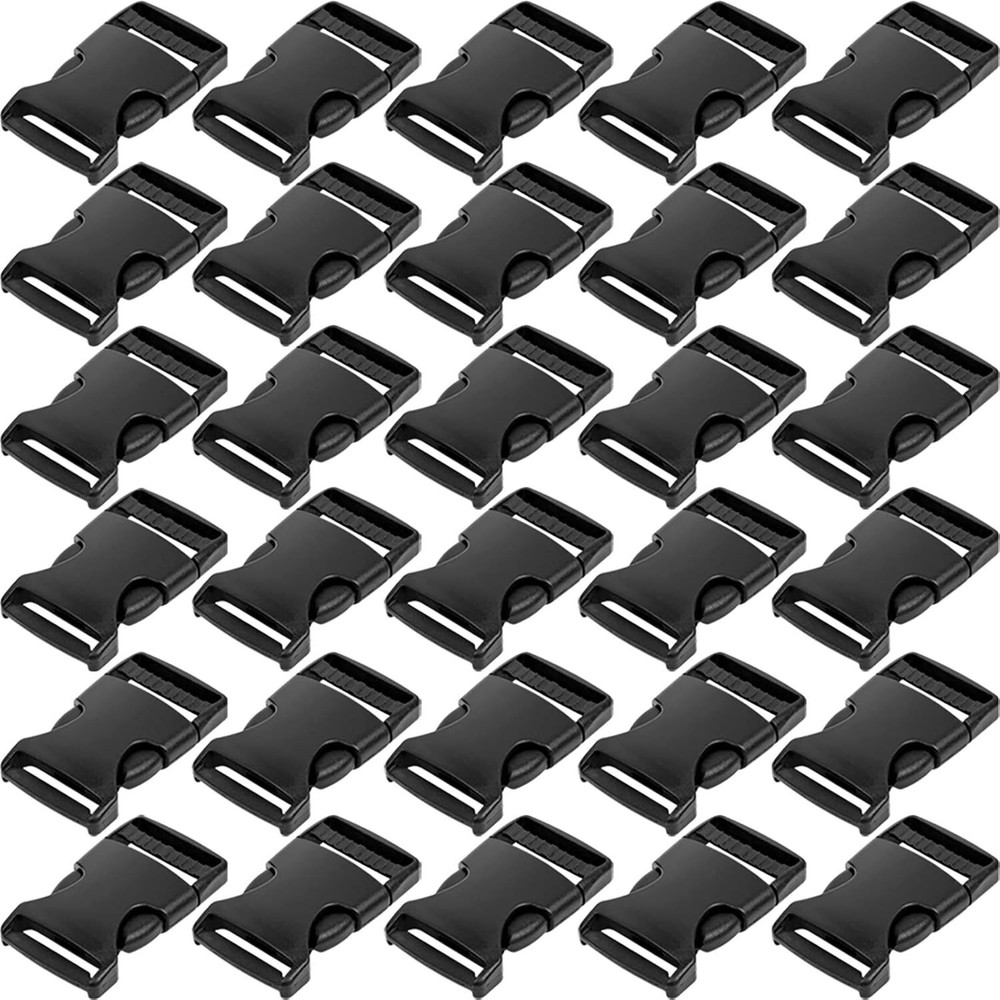 1 In Buckles 30 Pack Plastic Quick Release Parachute Buckles Backpack Strap Blac