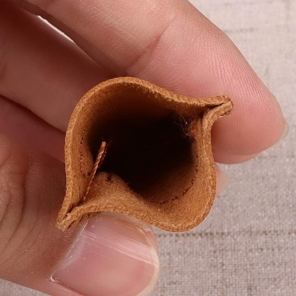 4 Pieces Leather Thimble Sewing Finger Protector Coin yellow