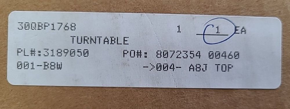 30QBP1768 Sharp 12" Microwave Turntable (GAR)