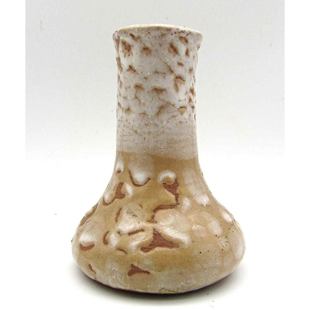 Studio Pottery Vase with Icing Glaze Marked on Bottom