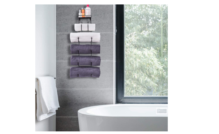 Towel Rack Wall Mount Cast Iron Wine Bottle Stack Bath Towels Shelf Home Storage