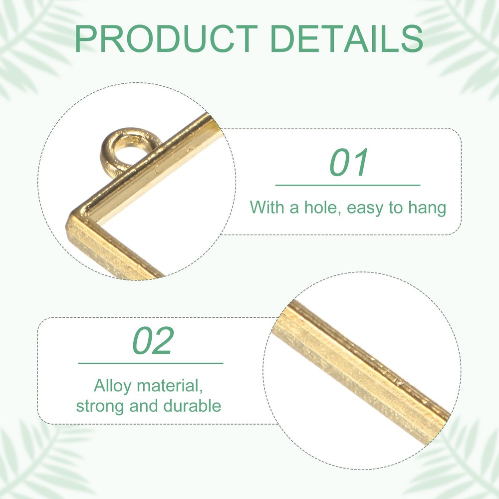 50-Pack Open Bezels, Rectangle Bezel Pendants for Resin[Bright Gold]