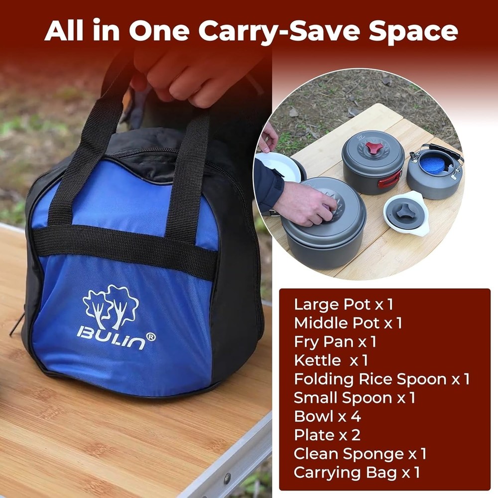 13Pcs Camping Cookware Set Lightweight Aluminum Backpacking Kitchen Gear