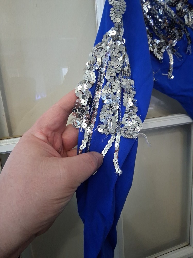 Adult Medium Blue Dance Costume One Arm Sequence D1