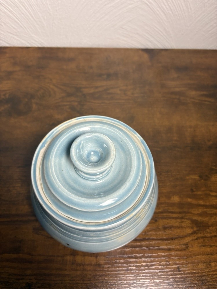Handmade Painted Blue Sugar Bowl Kitchen Tea Time