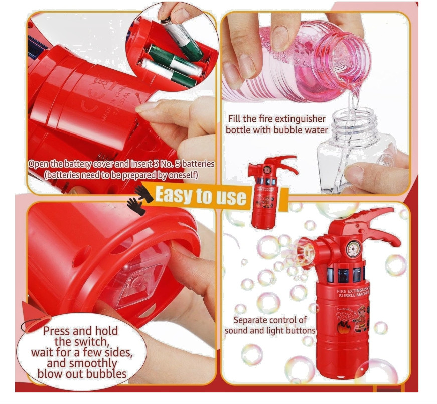 2 Sets Fire Extinguisher Bubble Machine Bubble Maker with 400 ml Bubble Solution