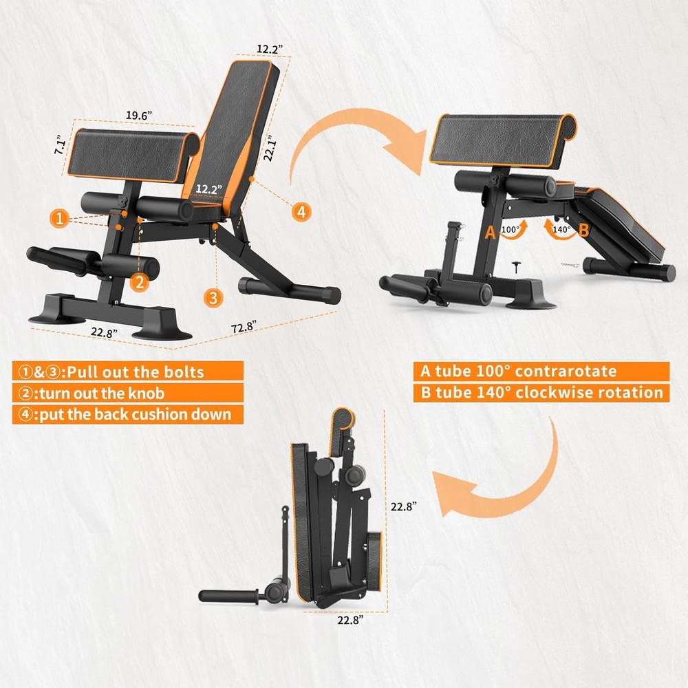 Adjustable Foldable Workout Bench for Home Gym