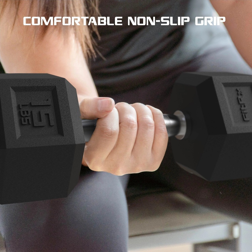 20lbs Rubber Hex Dumbbell Set – Solid Steel Handles, Durable Rubber Coating,Pair