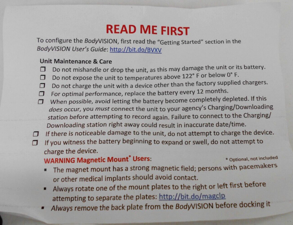 L3 BodyVision Mobile Vision Body Camera (CAMERA ONLY)