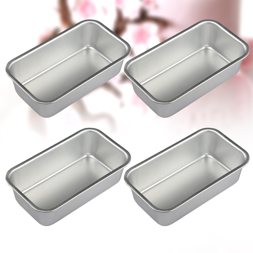4 Pcs Bread Baking Tray Cake Mini Loaf Pan Square Cookie Mold Bakeware