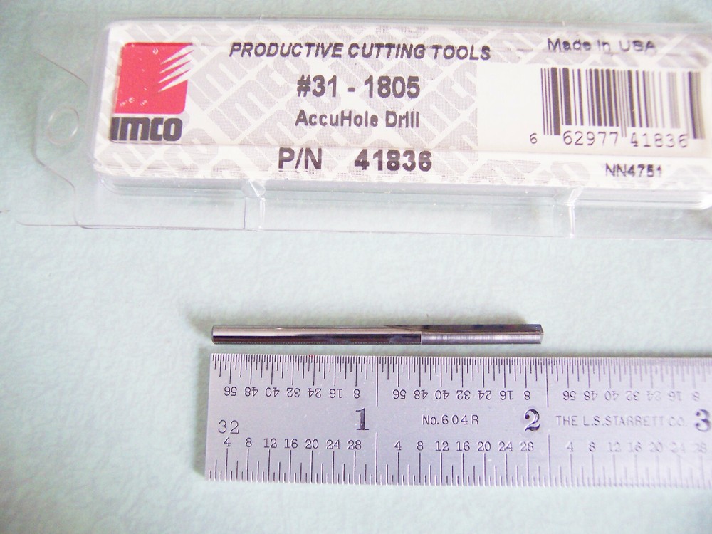 New - #31 Solid Carbide Accuhole Drill Imco Part # 41836