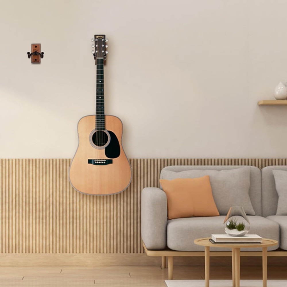 Guitar Wall Mount, 2 Pack Hanger, Hanger Saddle Brown