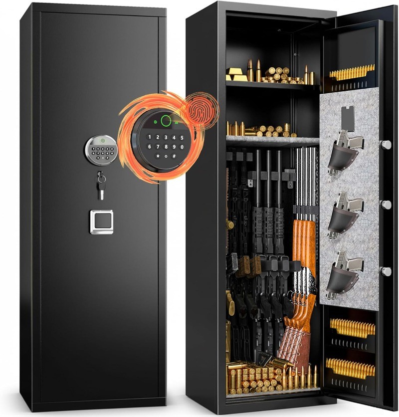 Fireproof Security Biometric Gun Safe for Home Defens with Adjustable Shelves