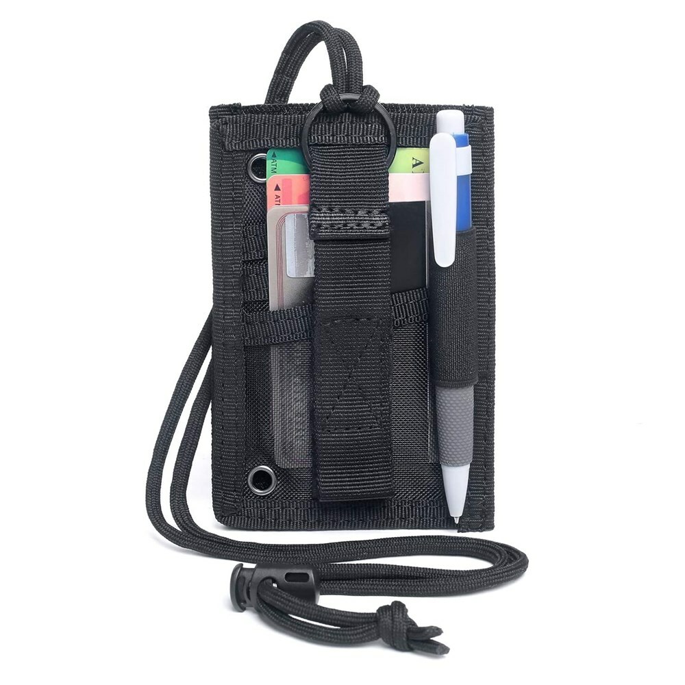 Tactical ID Card Holder Hook&Loop Patch Badge Holder Organizer with Neck Lanyard