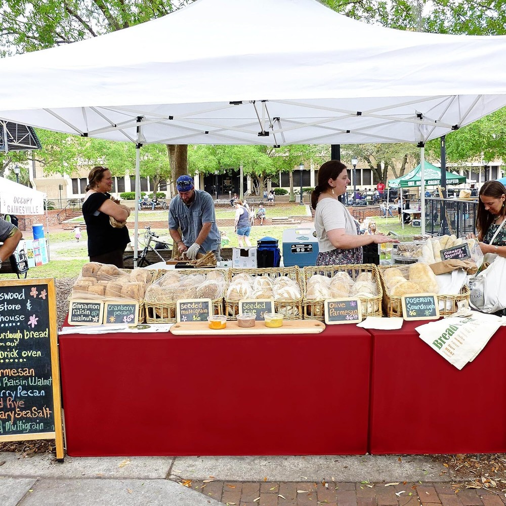 Nasitos 2 Pack Red Fitted Tablecloth Rectangular for 6 Foot 2PACK 6FT,