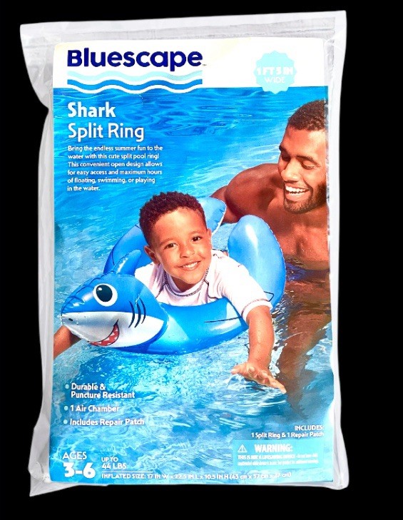 2 PACK Shark Split Ring Float AGE 3-6yrs BLUE 22.5”x 17”x10.5” Easy Inflate