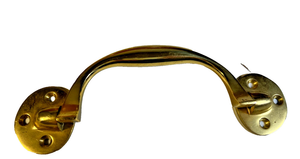 Antique Solid Brass Folding Chest Handle Drop Pull 6.5” Marine Campaign Trunk