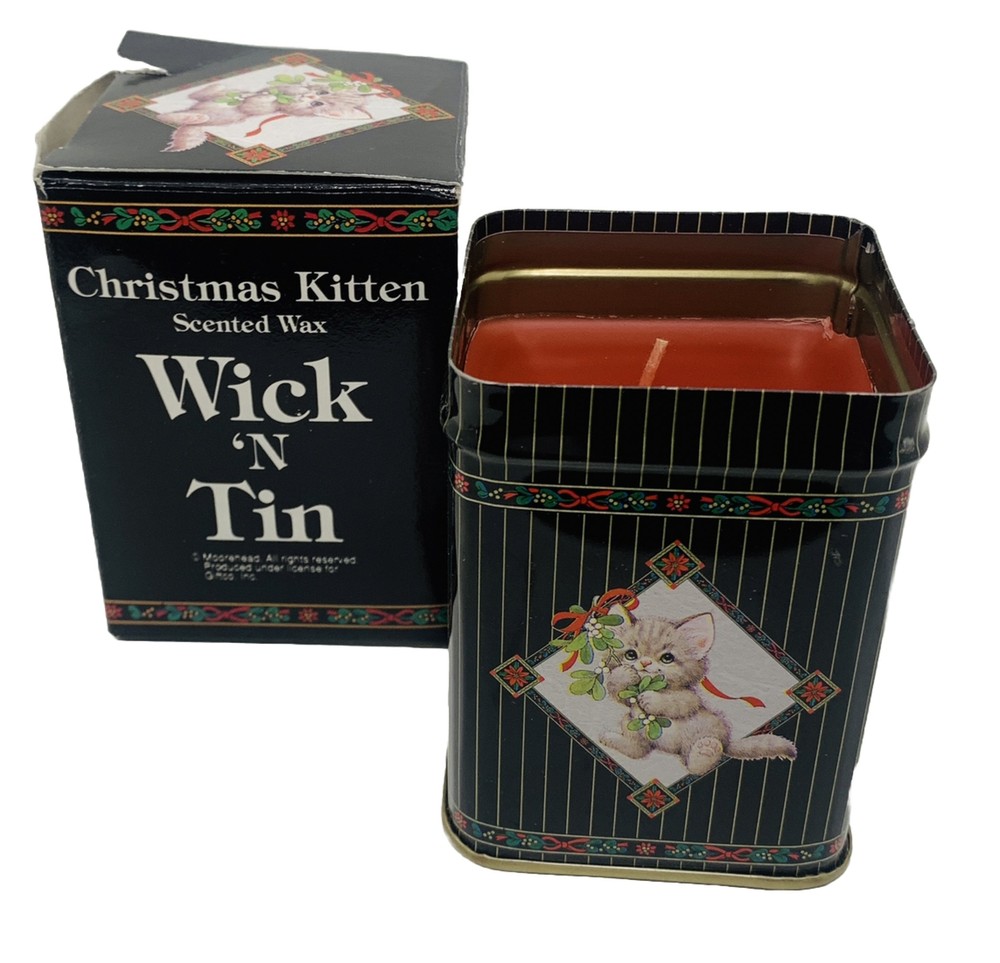 CHRISTMAS KITTEN Tin Candle
