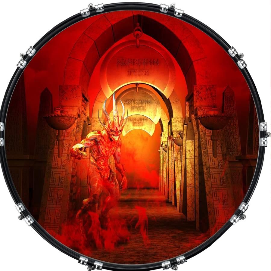Custom 22" Kick Bass Drum Head Graphical Image Front Skin Hell 1