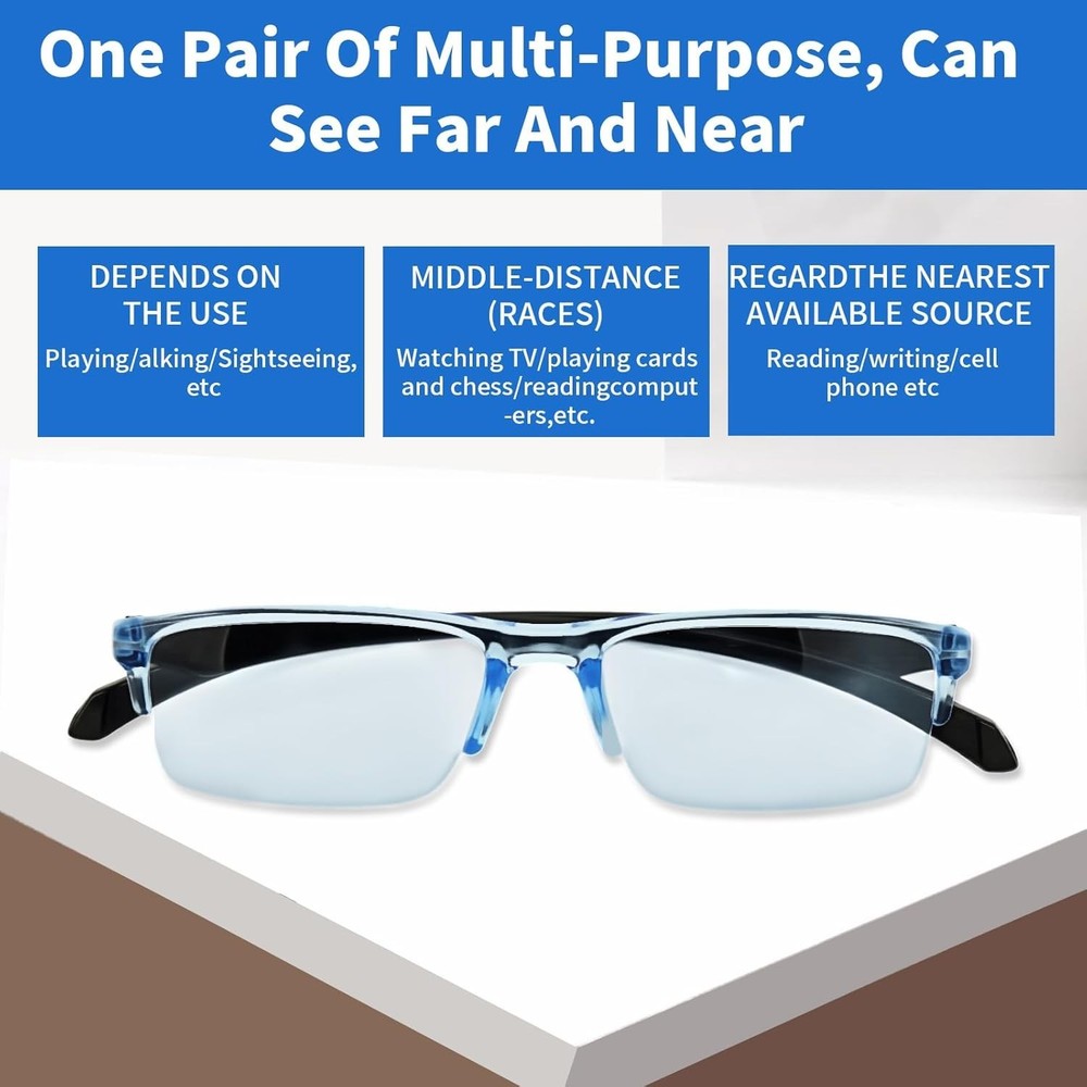 2 Pcs Auto Focus Glasses, Automatic Zoom Reading Intelligent Self Adjusting Pres