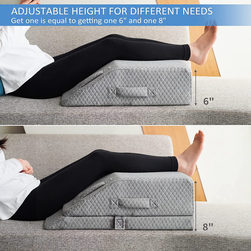 Adjustable Leg Elevation Pillows for Swelling, Cooling Gel Memory Foam Wedge Pil