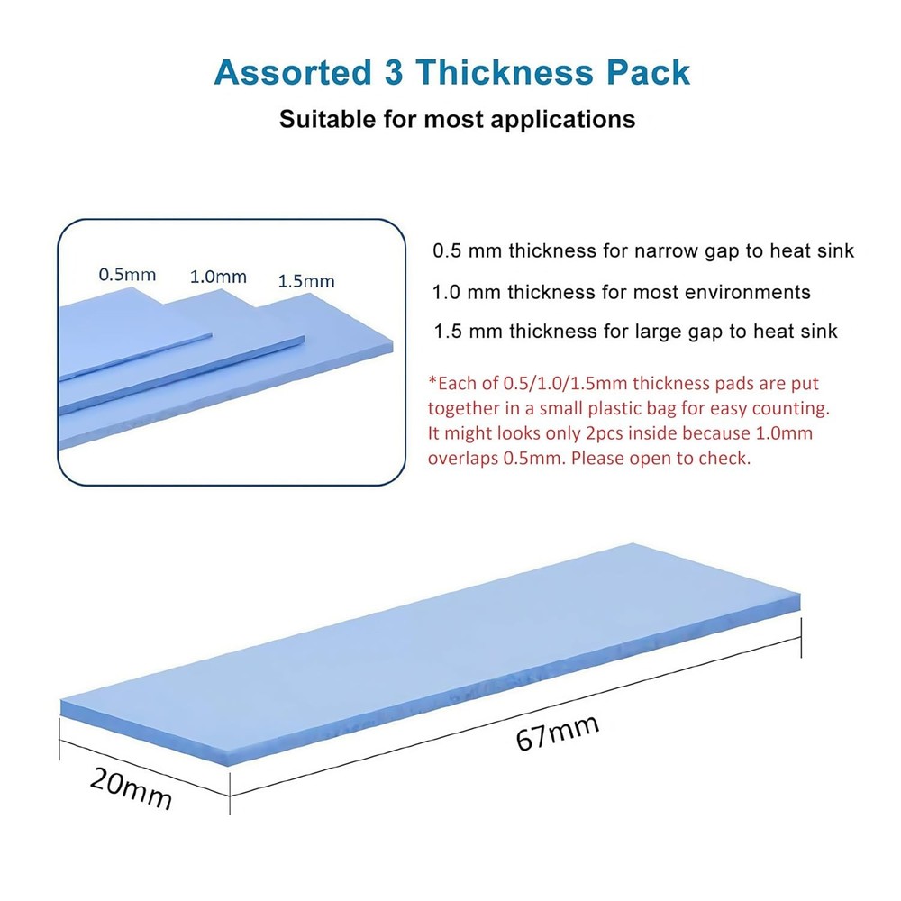 Thermal Conductive Silicone Pads - 6-Piece Set for Electronics Cooling