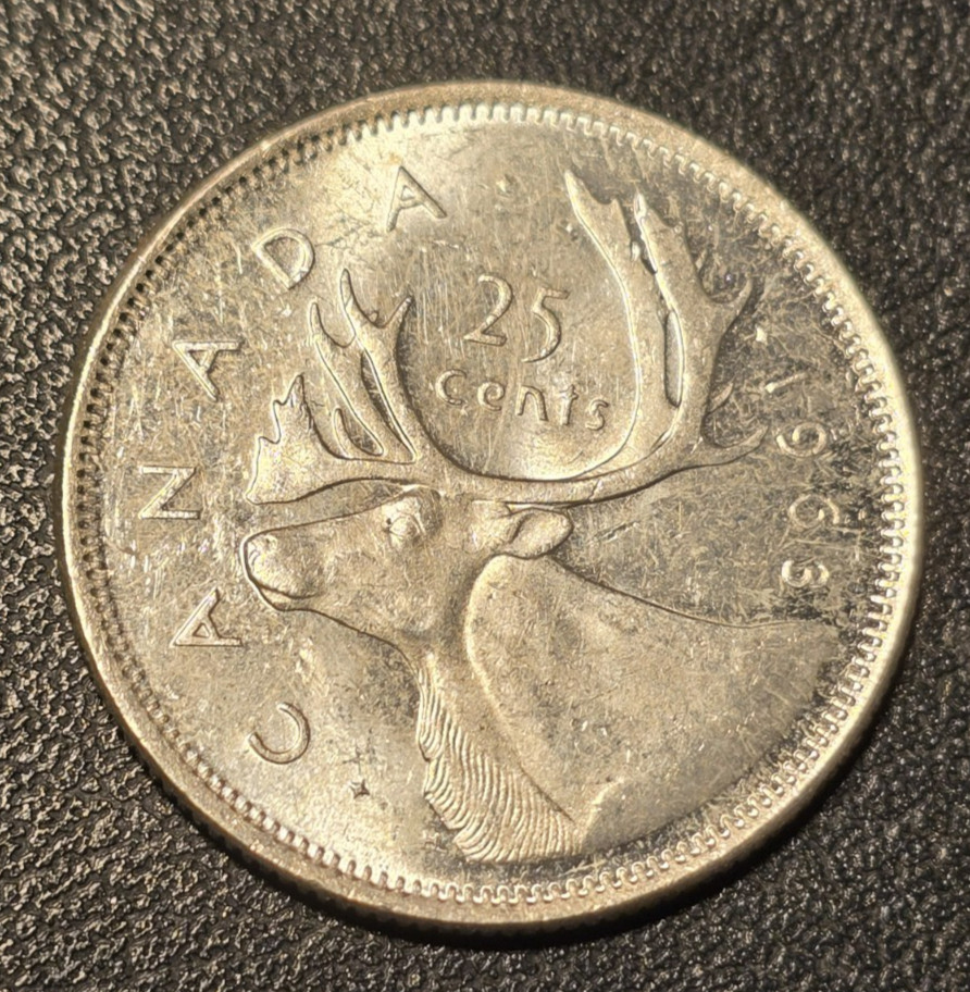 1963 CANADA UNC. SILVER 25 CENTS, .800 SILVER, .1500 OZ SILVER