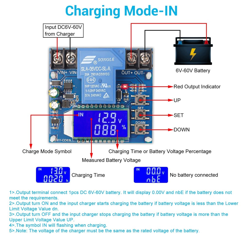 ICSTATION Low Voltage Disconnect, DC 6V-60V 30A Low Voltage Protector with LC...