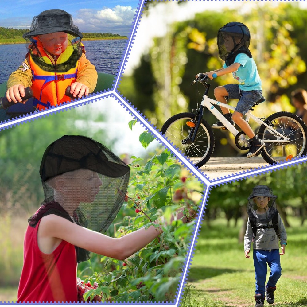 Premium Mosquito Head Net for Kids, Bug Face Netting for Hats, Fly & Bug Prot...
