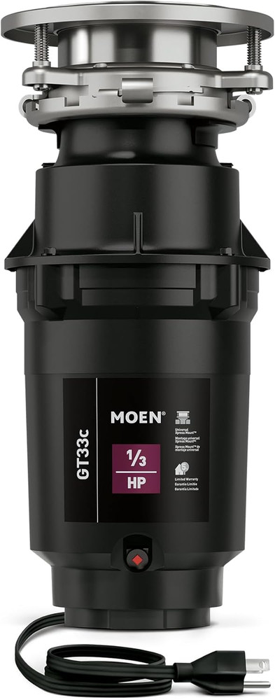 Moen GT33C Lite 1/3 HP Garbage Disposal: Fast Track Tech & Power Cord Included