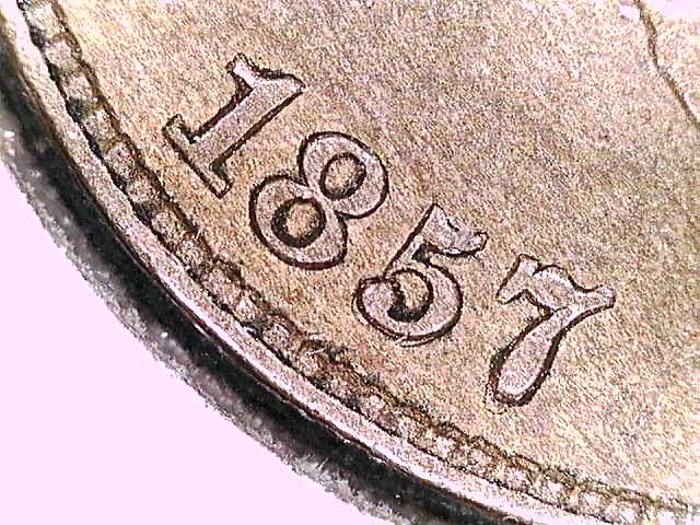 1857 Repunched Date Snow 10 Flying Eagle Cent