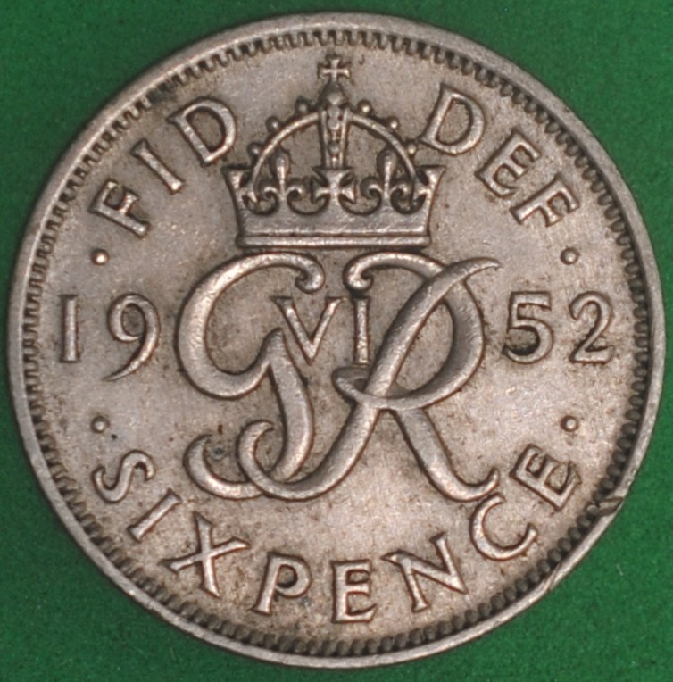 1952 Great Britain Sixpence XF