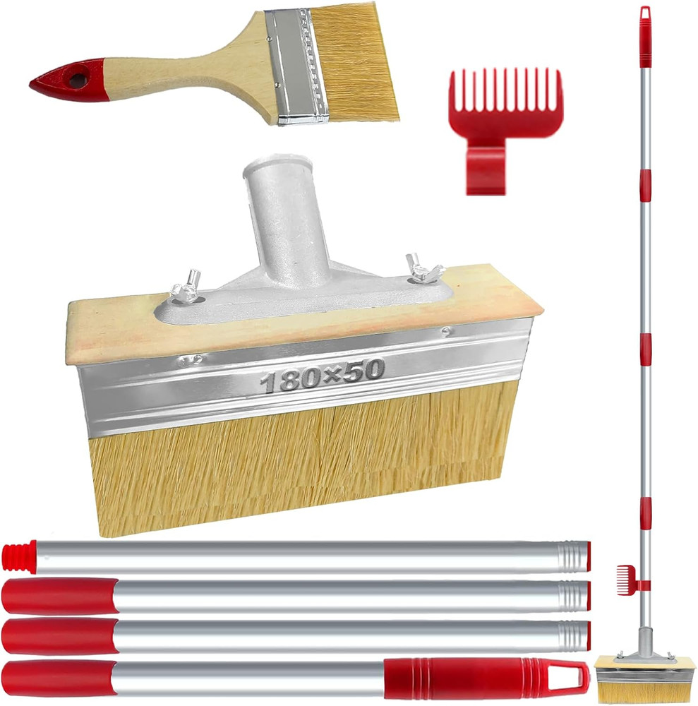 Deck Stain Brush with Threaded Long Handle 7 Inch Deck Stain Applicator, 60" Ext