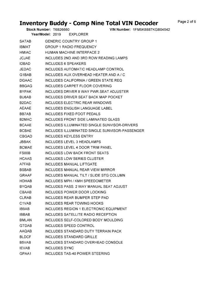 EXPLORER 2019 Transmission Shift 1013547