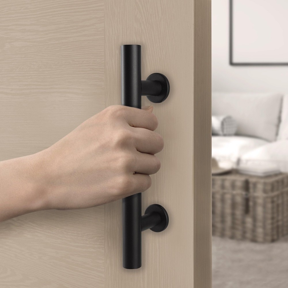 Wright Products Barn Door Pull Handle Set - Matte Black Interior Flush Mount