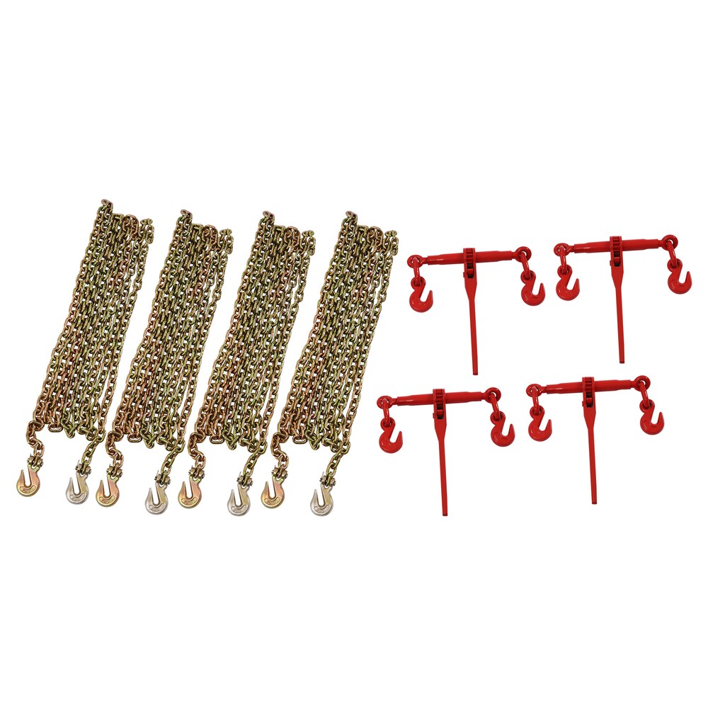 Chain and Binder Kits Ratchet Load Binder 5/16''- 3/8''+20ft Chains 4 Set Pack