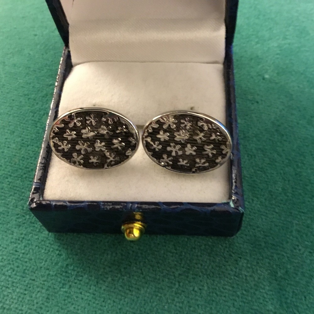Black and Silver Tone Cufflinks Good Condition