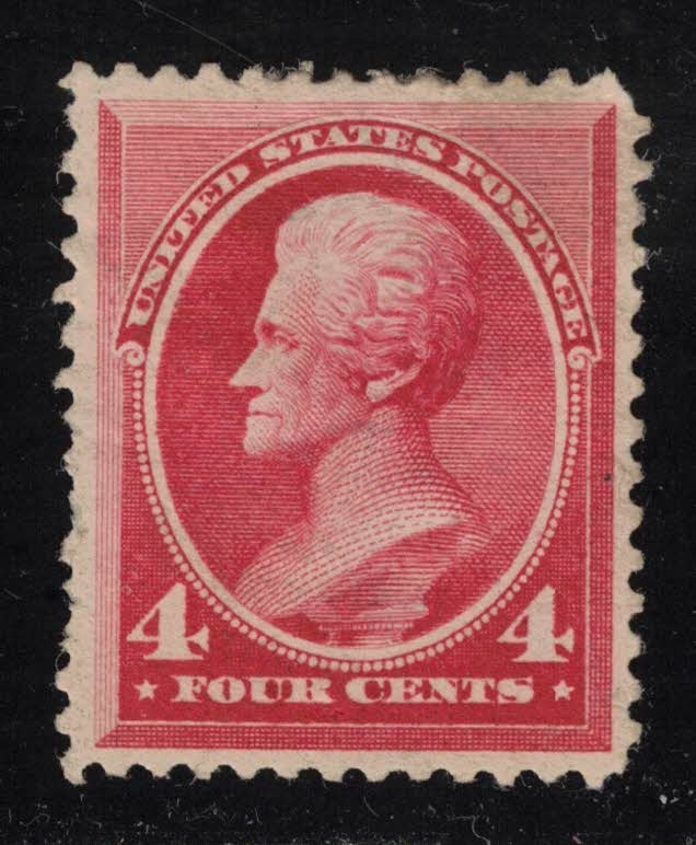 US Stamp Scott # 215 Carmine 4cent Jackson - Mint OG H