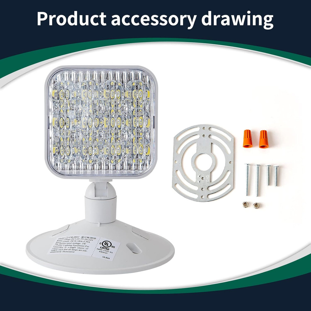 Emergency Remote Head Lighting, 1 Pack Single Head Emergency Light, UL Listed, M