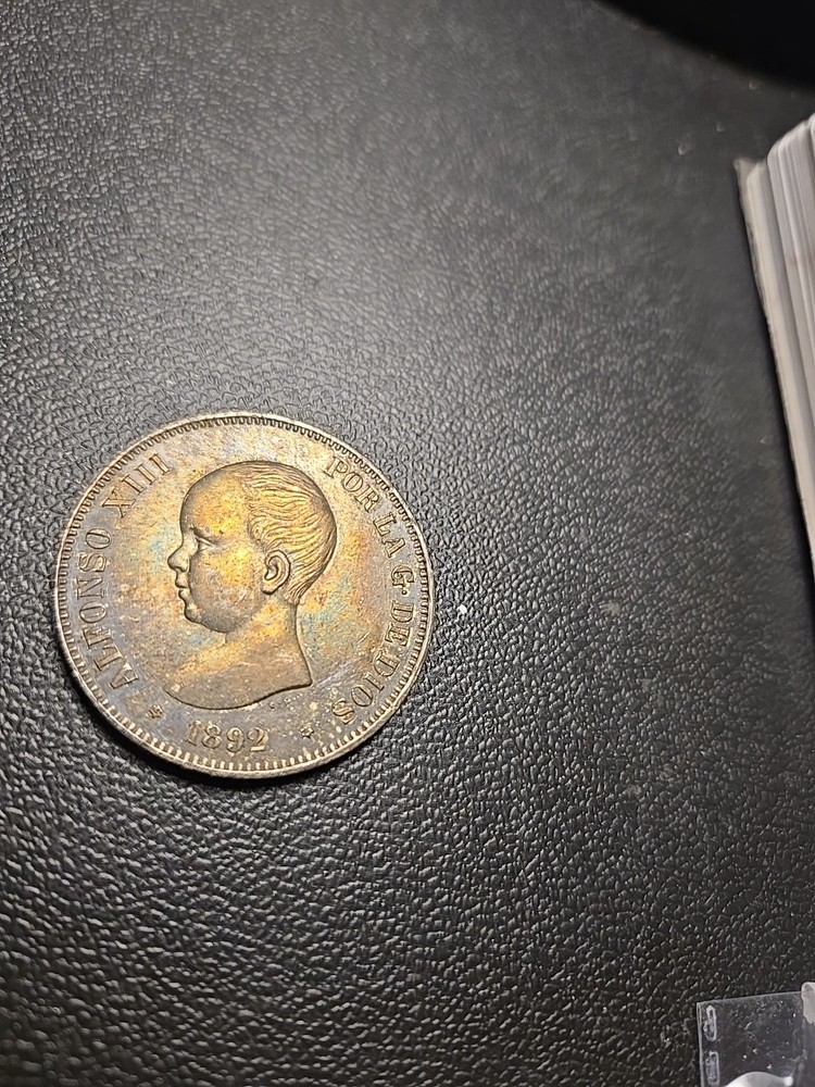 1892 Spain 5 PESETA .925 Silver
