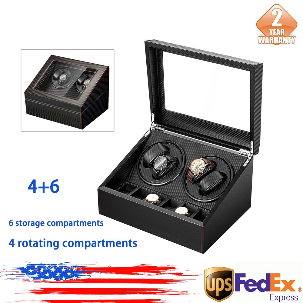 4+6 Automatic Rotation Watch Winder Box Storage Case Self Winding Display Box