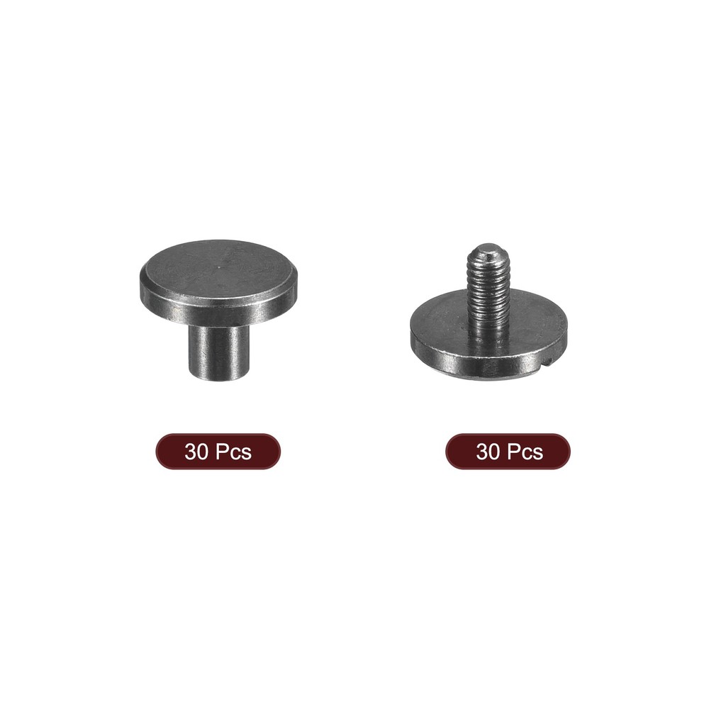 30Pack Brass Chicago Screws, 4x10mm Post Nail Stud Rivets for Craft Black