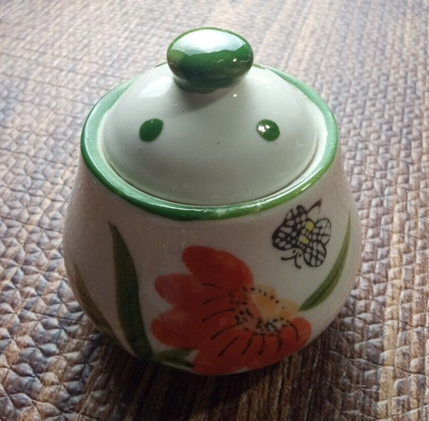 Ceramic Flower Sugar bowl 3 1/4"