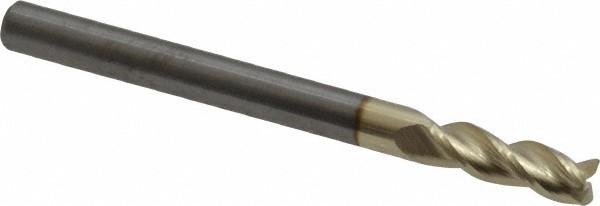 Accupro 1/8" Diam 3 Flute Single End Solid Carbide 0.01" Corner Radius End Mi...