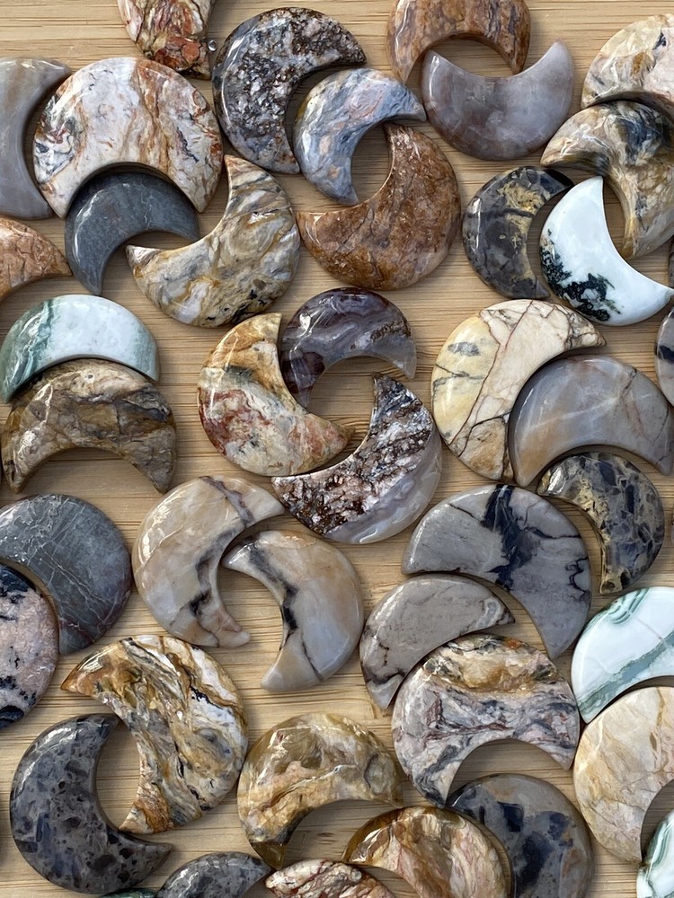 Mixed Jasper Moon Cabochons AAA+